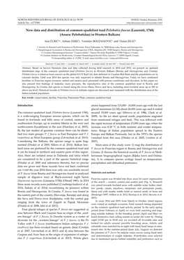 New Data and Distribution of Common Spadefoot Toad Pelobates Fuscus (Laurenti, 1768) (Anura: Pelobatidae) in Western Balkans