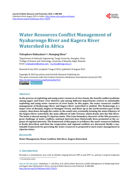 Water Resources Conflict Management of Nyabarongo River and Kagera River Watershed in Africa