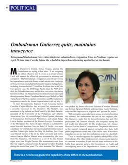 Ombudsman Gutierrez Quits, Maintains Innocence