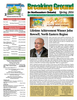 In Northeastern Ontario) Spring 2014 a Publication of the North Eastern Ontario Soil & Crop Improvement Association (NEOSCIA
