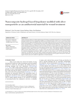 Nanocomposite Hydrogel-Based Biopolymer Modified with Silver Nanoparticles As an Antibacterial Material for Wound Treatment