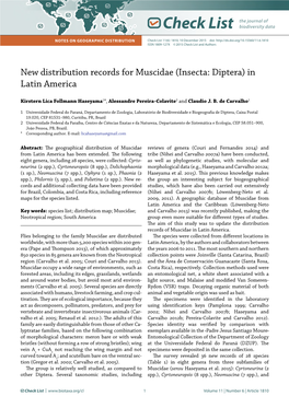 New Distribution Records for Muscidae (Insecta: Diptera) in Latin America