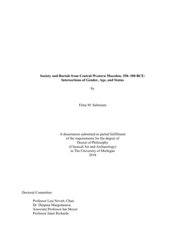 Society and Burials from Central-Western Macedon, 550–300 BCE: Intersections of Gender, Age, and Status