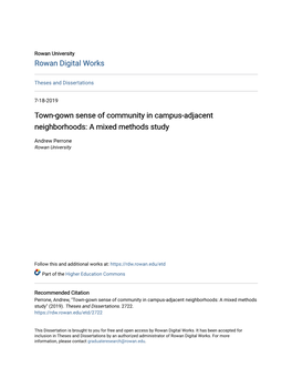 Town-Gown Sense of Community in Campus-Adjacent Neighborhoods: a Mixed Methods Study