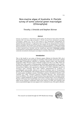 Non-Marine Algae of Australia: 4