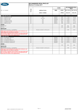 Dealer Bulletin Price File 01October2019 V3 (002).Xlsx