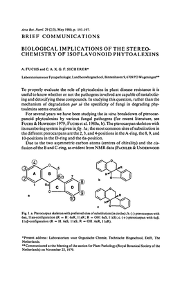 Chemistry Phytoalexins (Centres of Chirality)