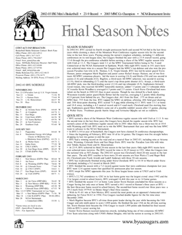 Final Season Notes