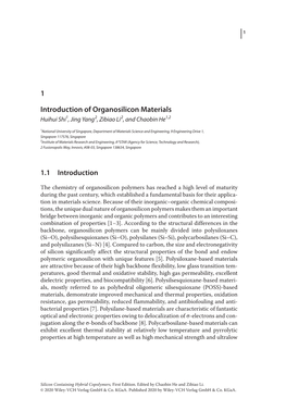 1 Introduction of Organosilicon Materials