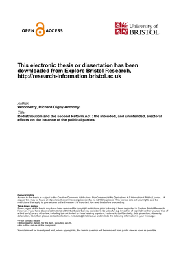 This Electronic Thesis Or Dissertation Has Been Downloaded from Explore Bristol Research