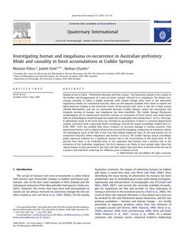 Investigating Human and Megafauna Co-Occurrence in Australian Prehistory: Mode and Causality in Fossil Accumulations at Cuddie Springs