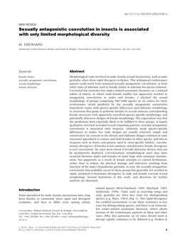 Sexually Antagonistic Coevolution in Insects Is Associated with Only Limited Morphological Diversity