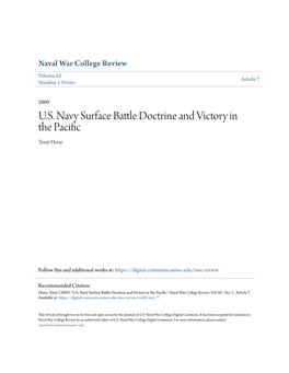 U.S. Navy Surface Battle Doctrine and Victory in the Pacific