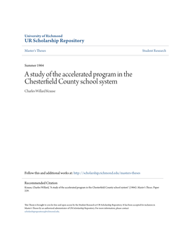 A Study of the Accelerated Program in the Chesterfield County School System