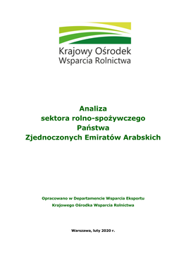 Analiza Sektora Rolno-Spożywczego Państwa Zjednoczonych Emiratów Arabskich