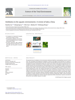 Antibiotics in the Aquatic Environments: a Review of Lakes, China