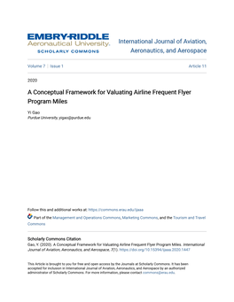 A Conceptual Framework for Valuating Airline Frequent Flyer Program Miles