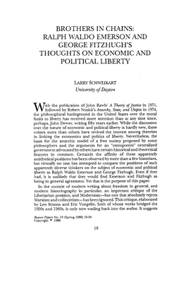 Ralph Waldo Emerson and George Fitzhugh's Thoughts on Economic and Political Liberty