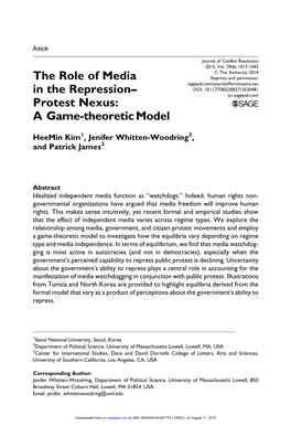 The Role of Media in the Repression– Protest Nexus