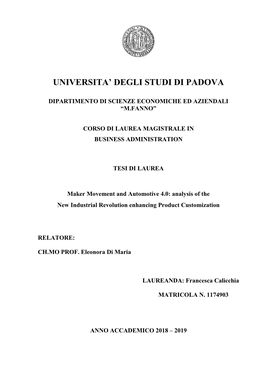 Universita' Degli Studi Di Padova