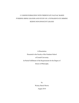 C-X Bond Formation with Tridentate Nacnac Based Pyridine-Imine Ligands and Study of a Tetradentate Diimine Redox Non-Innocent L