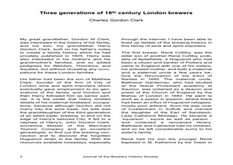 Three Generations of 18Th Century London Brewers Charles Gordon Clark