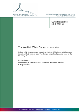 The Auslink White Paper: an Overview