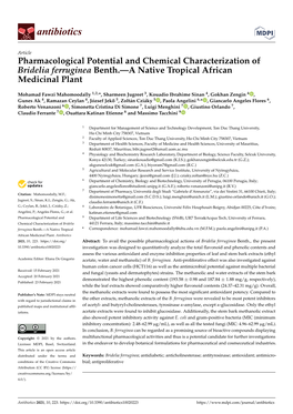 Pharmacological Potential and Chemical Characterization of Bridelia Ferruginea Benth.—A Native Tropical African Medicinal Plant