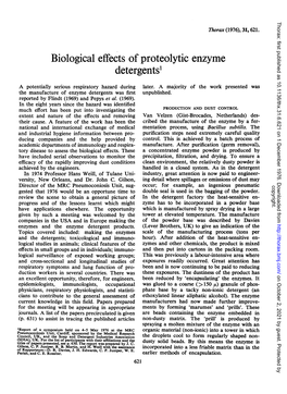 Biological Effects of Proteolytic Enzyme Detergents1