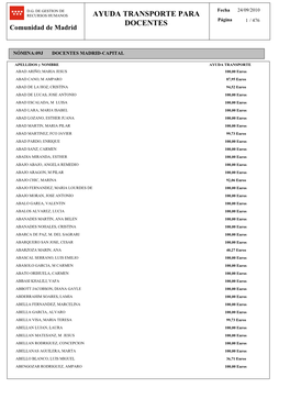 AYUDA TRANSPORTE PARA DOCENTES Página 1 / 476 Comunidad De Madrid