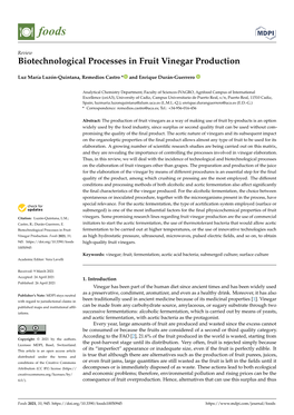 Biotechnological Processes in Fruit Vinegar Production