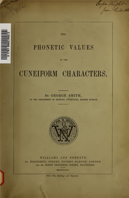 The Phonetic Values of the Cuneiform Characters