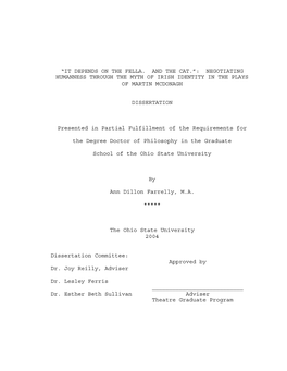 Negotiating Humanness Through the Myth of Irish Identity in the Plays of Martin Mcdonagh