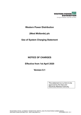 Western Power Distribution (West Midlands) Plc Use of System