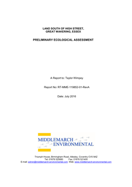 Preliminary Ecological Assessment