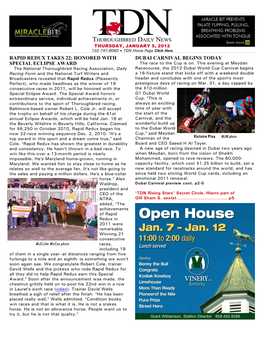 5, 2012 732-747-8060 $ TDN Home Page Click Here RAPID REDUX TAKES 22; HONORED with DUBAI CARNIVAL BEGINS TODAY SPECIAL ECLIPSE AWARD the Race to the Cup Is On