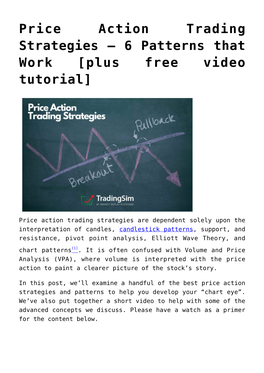 Price Action Trading Strategies –