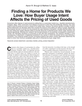 How Buyer Usage Intent Affects the Pricing of Used Goods