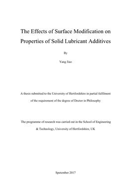 A Study of Effects of Surface Modified Fine-Particles As Lubricant Additives