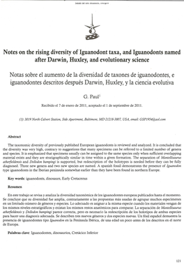 Notes on the Rising Diversity of Iguanodont Taxa, and Iguanodonts Named After Darwin, Huxley, and Evolutionary Science