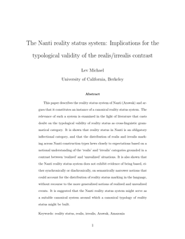 Implications for the Typological Validity of the Realis/Irrealis Contrast