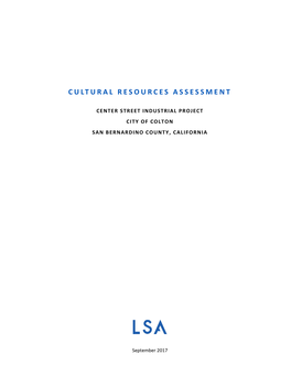 Cultural Resources Assessment