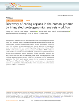 Discovery of Coding Regions in the Human Genome by Integrated Proteogenomics Analysis Workflow