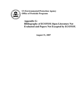 US Environmental Protection Agency Office of Pesticide Programs