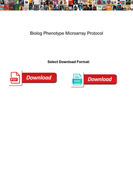 Biolog Phenotype Microarray Protocol