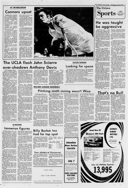 SPORTS EDITOR WIMBLEDON, England and It Was All Over in One S P O Rts 562-2441 (CP) — Roscoe Tanner of Hour and 45 Minutes