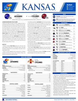 Kansas Game Notes // Game 6 Vs