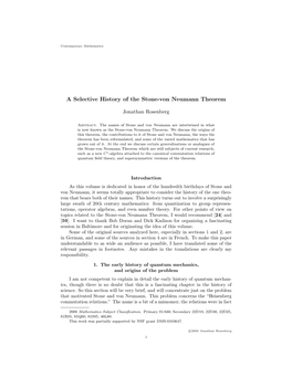 A Selective History of the Stone-Von Neumann Theorem