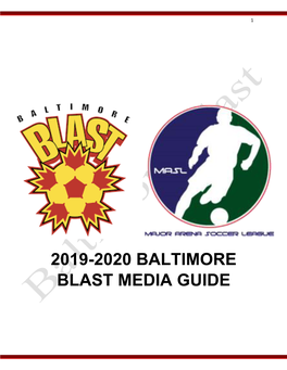 2019-2020 Baltimore Blast Media Guide