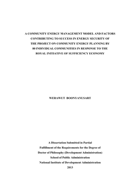 A Community Energy Management Model And